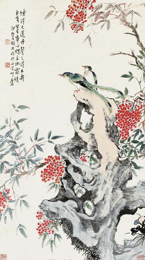 中国著名大师胡汀鹭精彩花鸟画作品