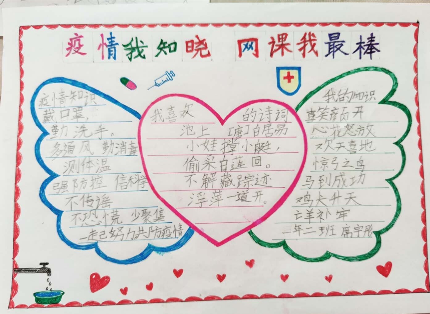 疫情我知晓 网课我最棒——第三小学一年二班"五一"劳动节手抄报活动
