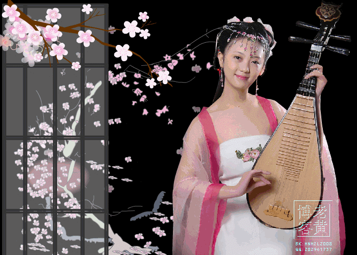 如今黑白浑休问, 且作人间时世妆. 寒风萧条琼花飘, 梅蕊枝梢开口笑.