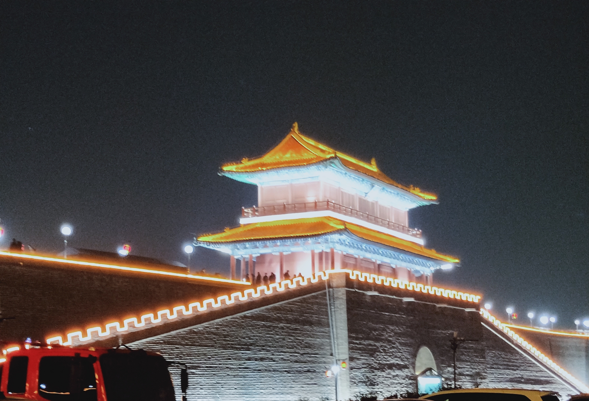 石家庄正定古城美丽的夜景
