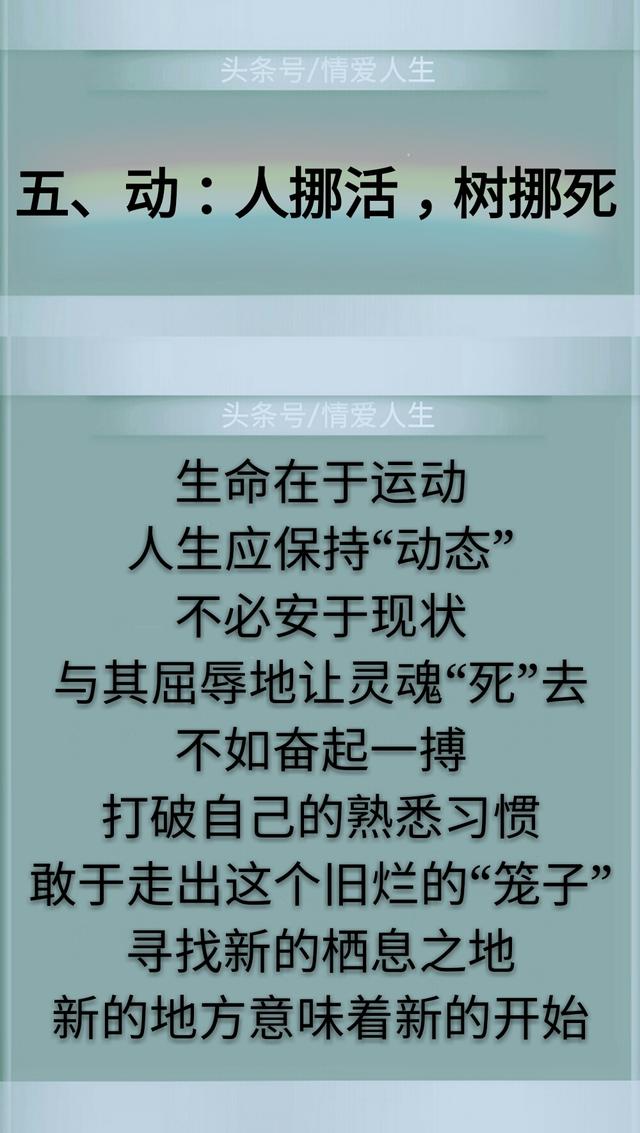 人挪活,树挪死,生命在于运动.