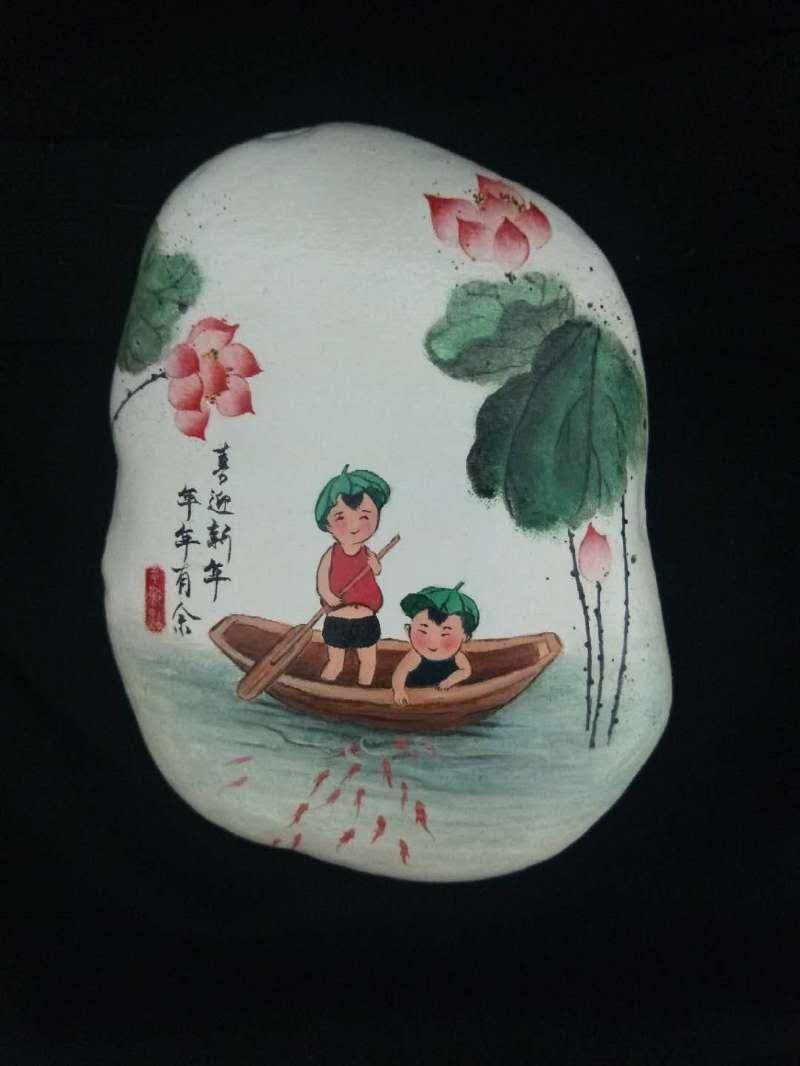 玛河石文化墙石头绘画集锦