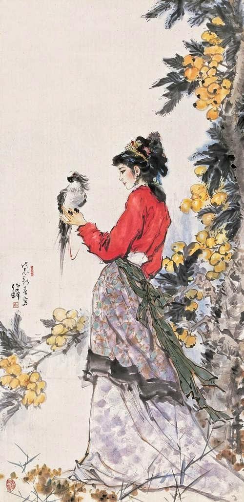 国画大师白伯骅笔下的美人图形神兼备让人赏心悦目