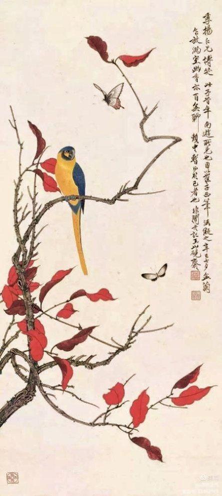 中国著名工笔画大师于非闇精品花鸟山水画作品赏析