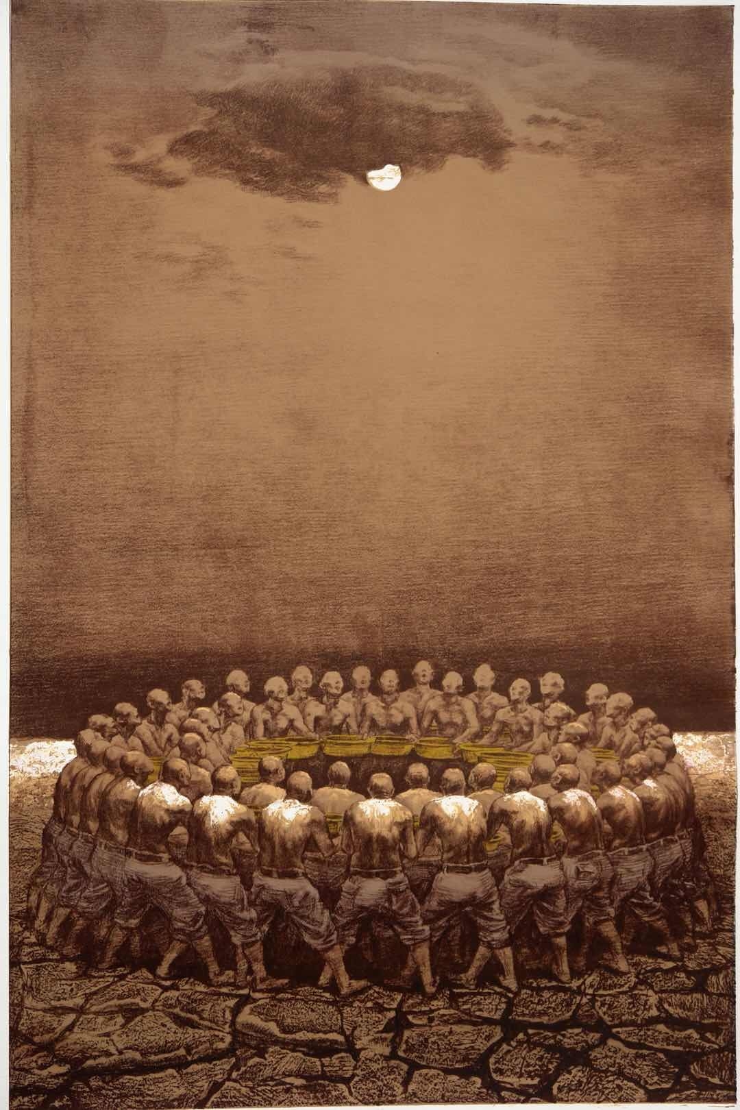 《太阳雨》石版画  70x46cm  2009年创作