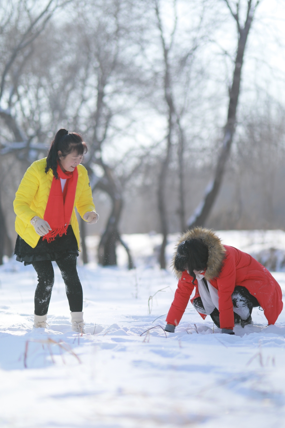 (原片外景人像攝影)打雪仗