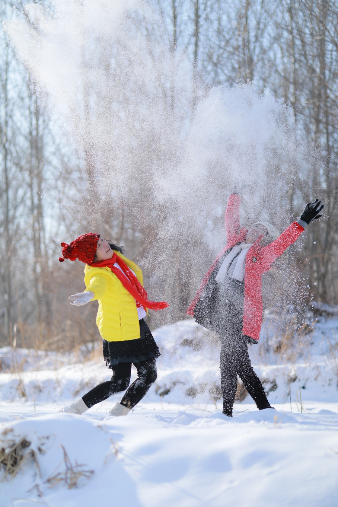 打雪仗图片唯美图片