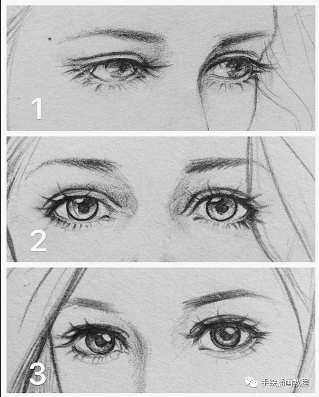 创意班:三个眼部特写绘画,注意视线的位置.不需要勾线上色.