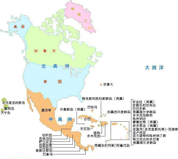 北美洲行政图高清图片