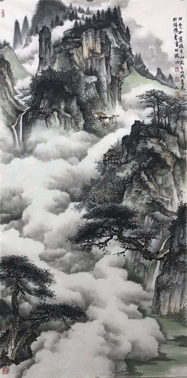 云雾缭绕仙境山水画图片