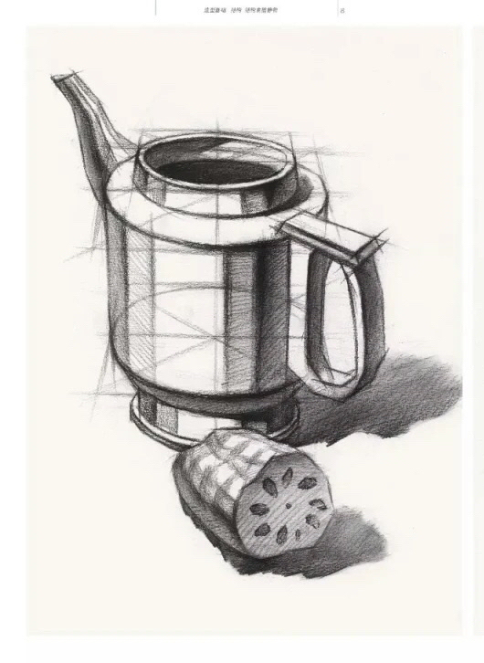 陶晶莹: 警务组合结构素描,壶嘴和壶把手是在同一直线,透视注意一下.