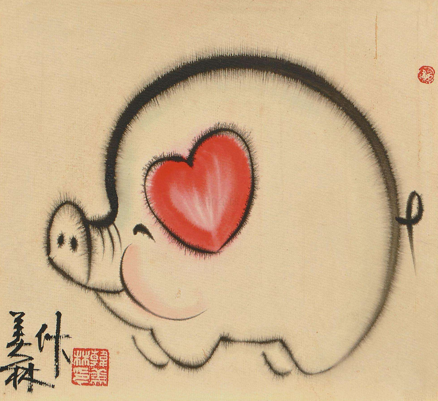 韩美林画猪精选画作