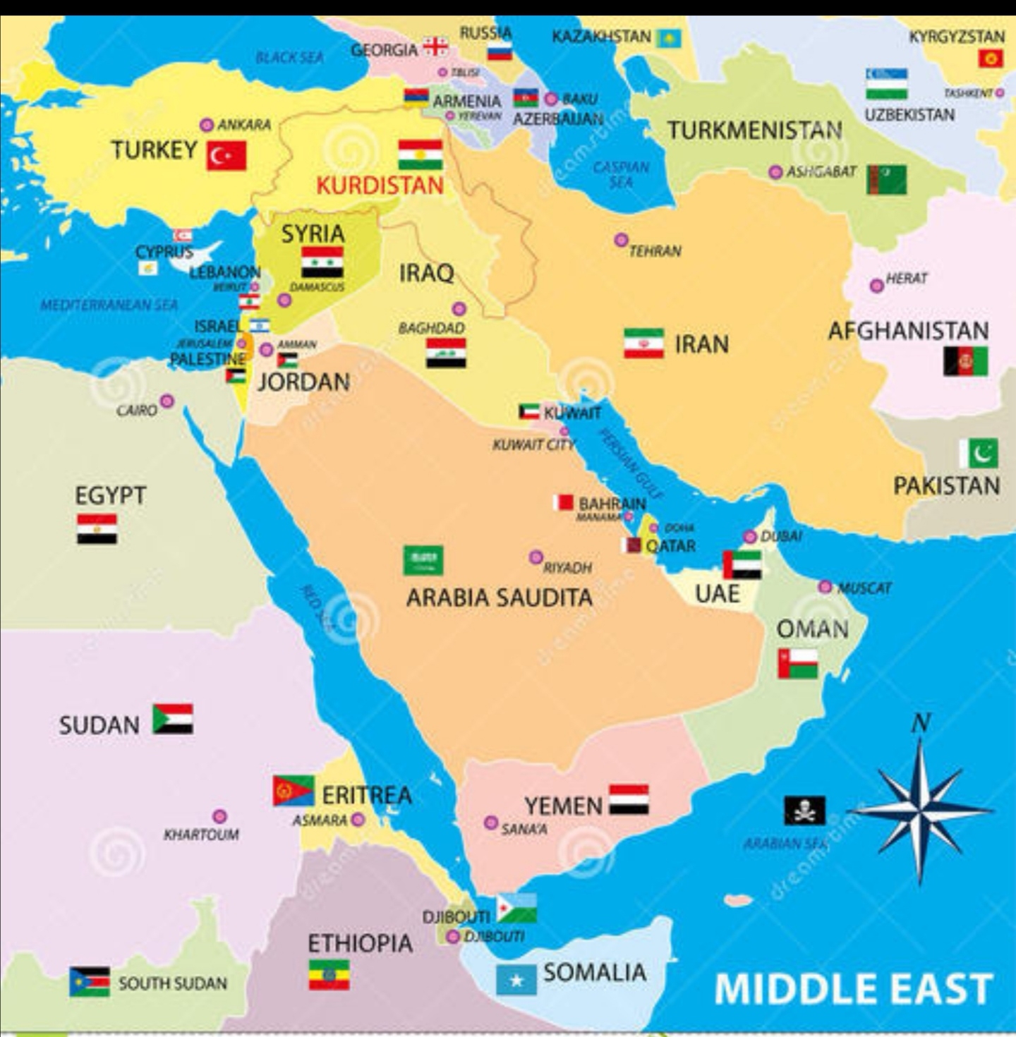 中东地图高清可放大图片
