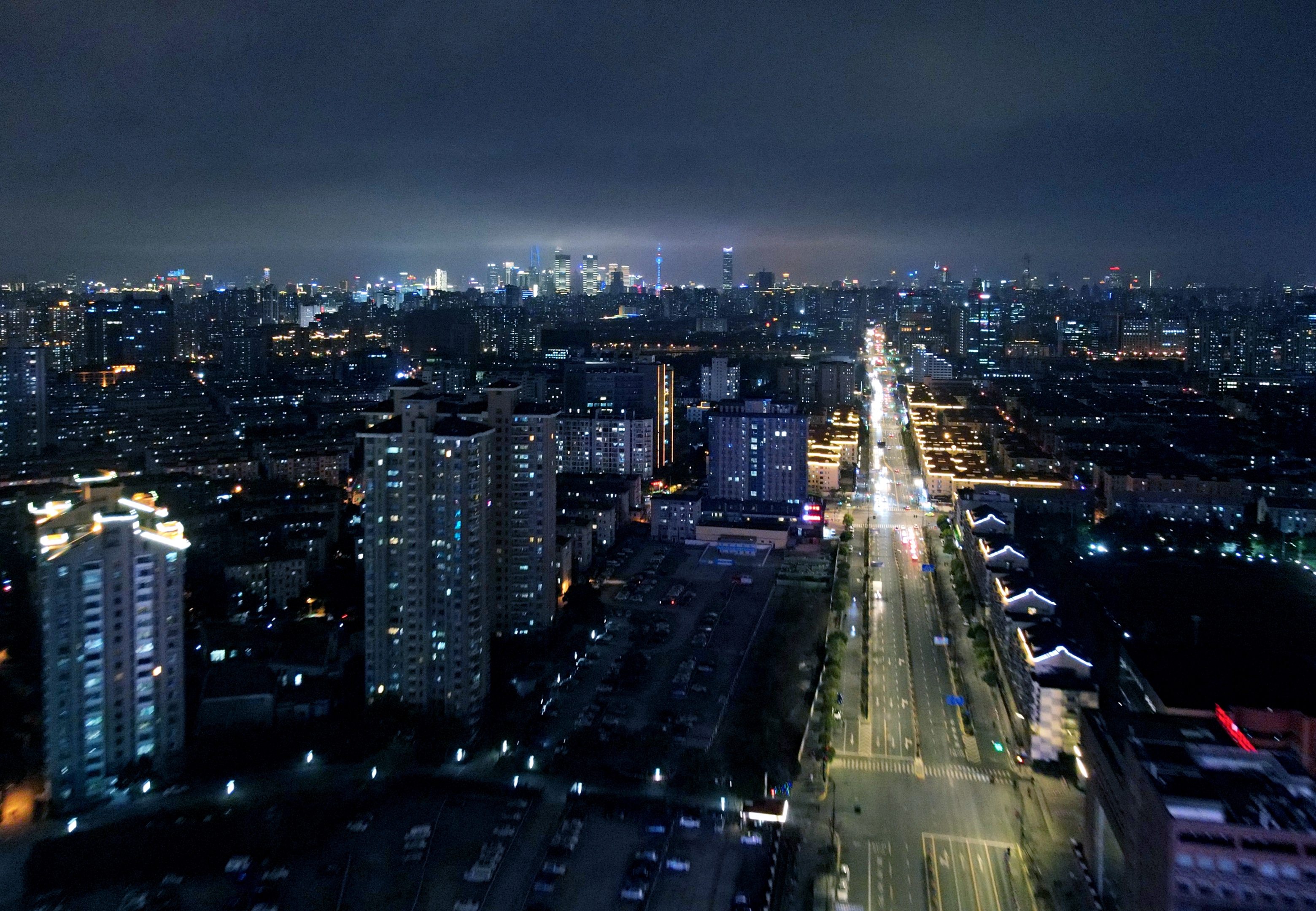 鸟瞰五角场夜色