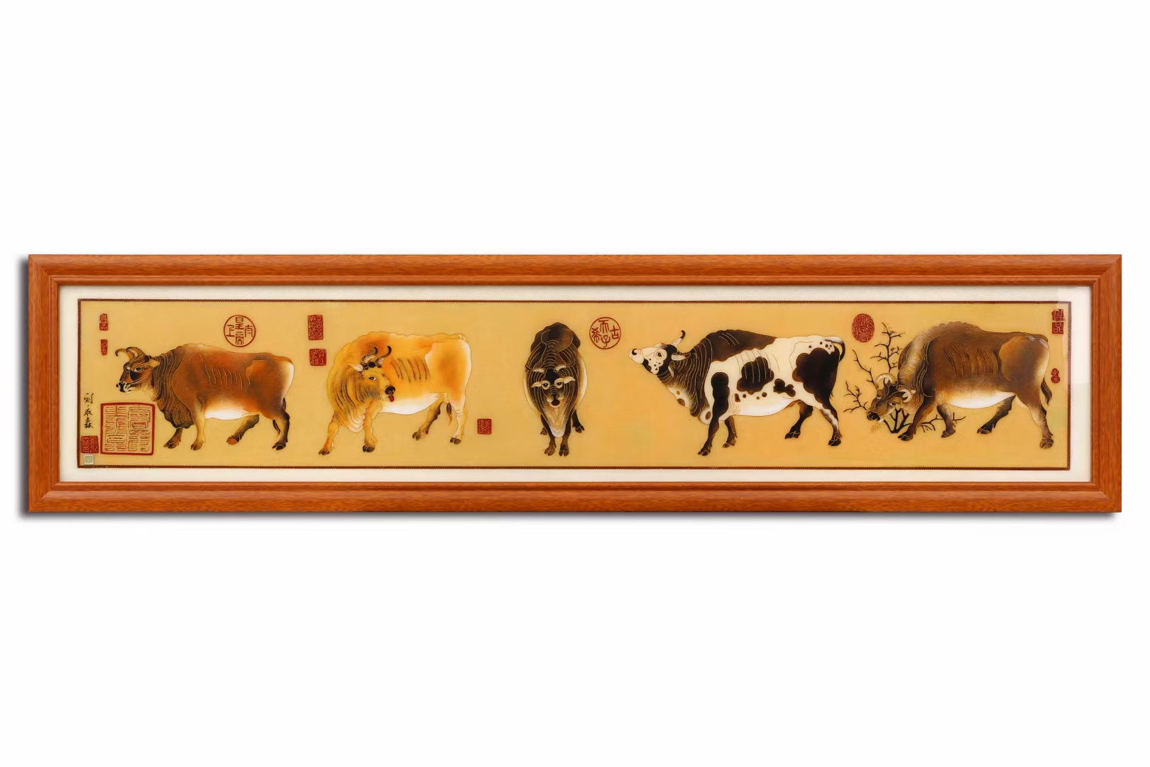 戴嘉林掐丝珐琅画五牛纳福做工精美栩栩如生