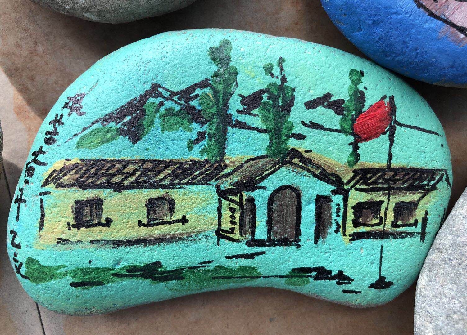 玛河石文化墙石头绘画集锦