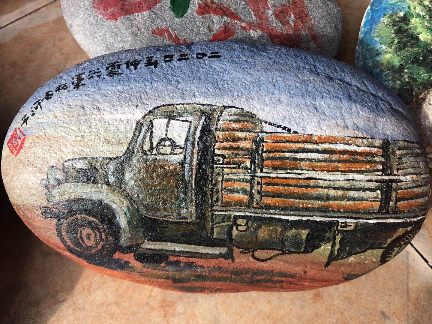 玛河石文化墙石头绘画集锦