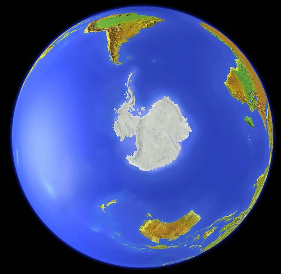 南极俯视图周围的大洲图片