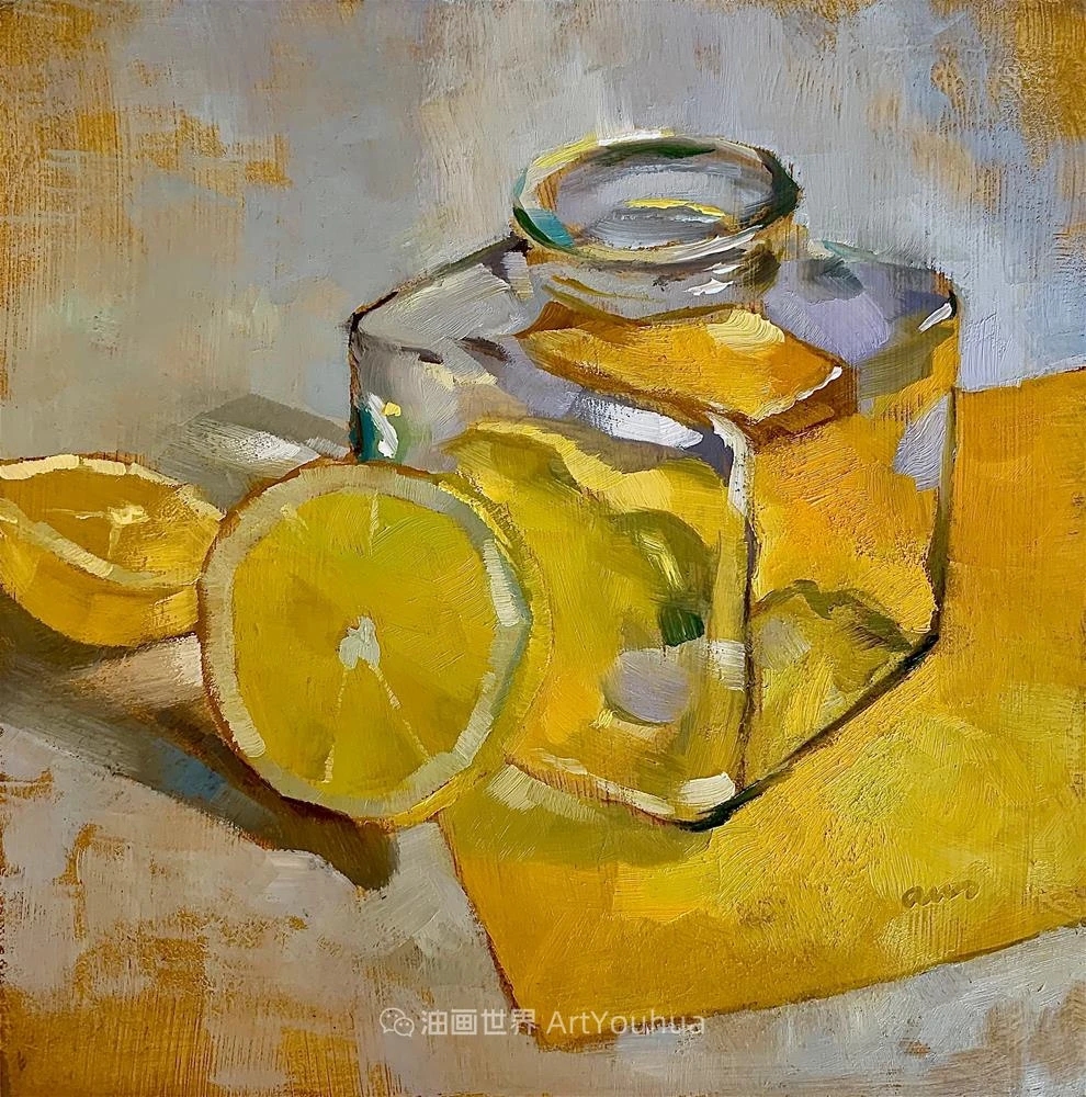 超美的色块简约又极具质感的静物油画