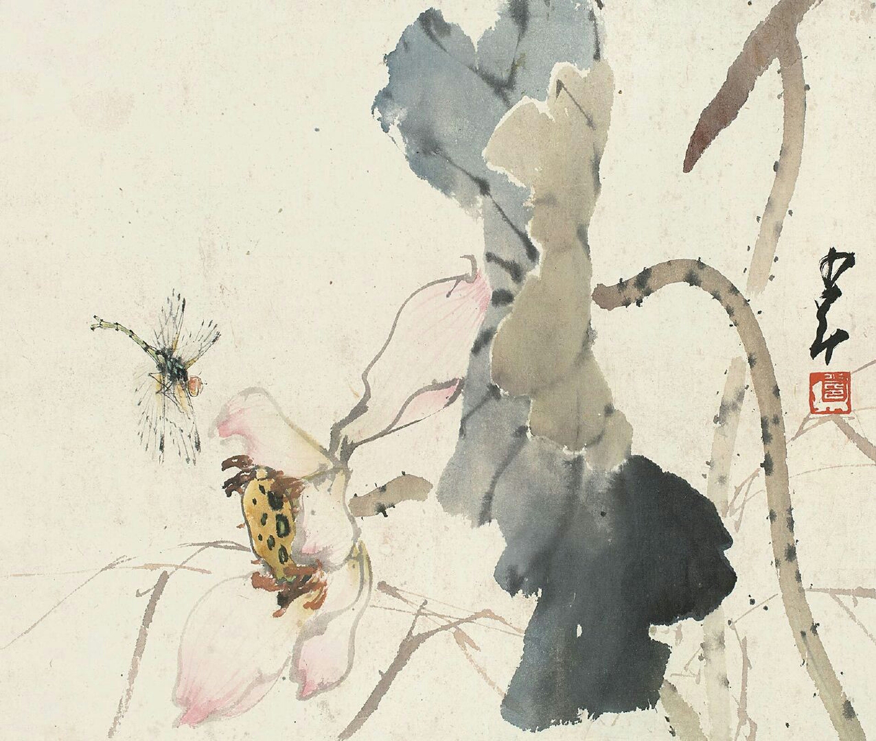 七绝赏画家赵少昂先生之残荷