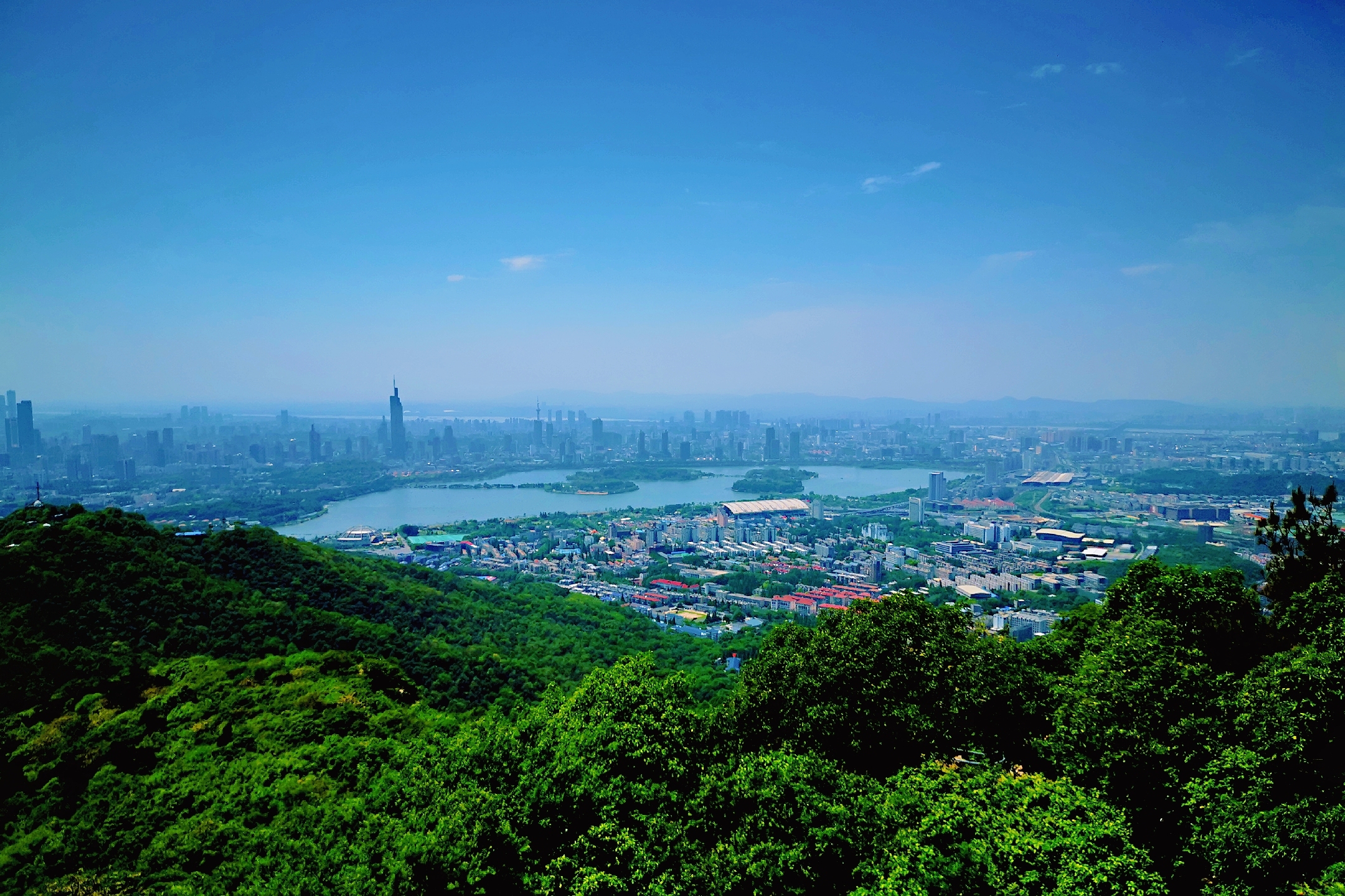 蓝天白云下的城市