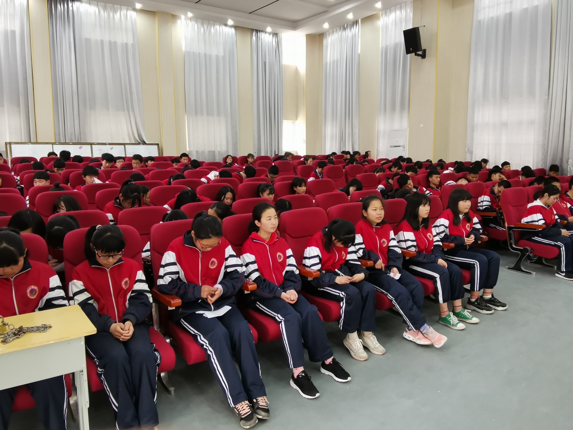主任发言,二学生代表陈雨欣同学发言,三徐妍同学带领全体同学宣誓