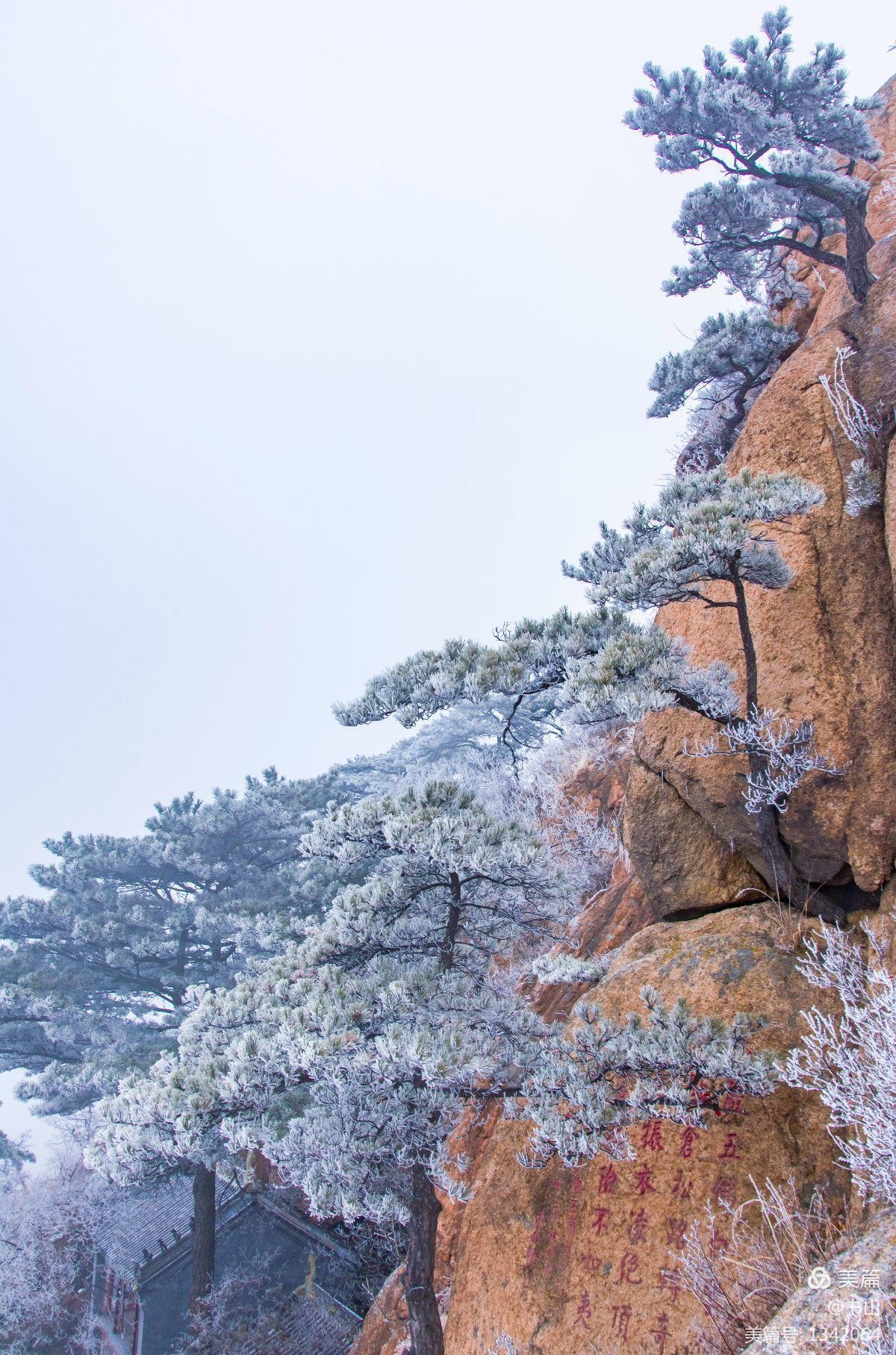 千山正门雪景图片