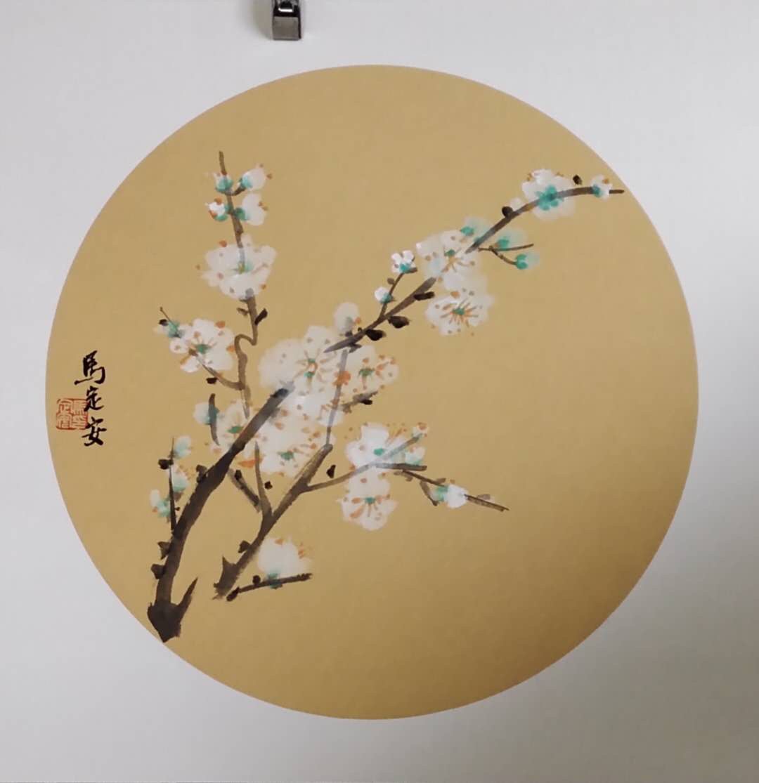 马定安写意国画花卉扇面卡纸制作镜框部分作品展示委诚求当