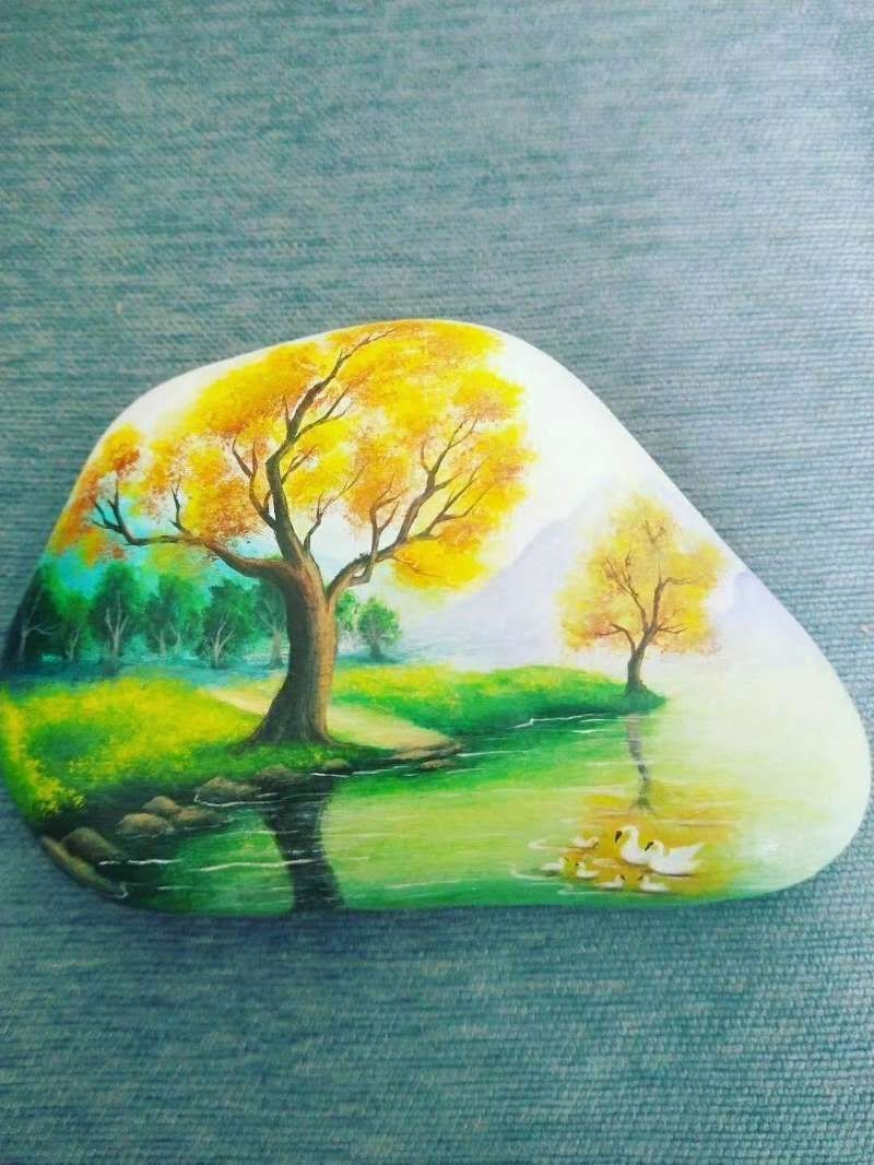 玛河石文化墙石头绘画集锦