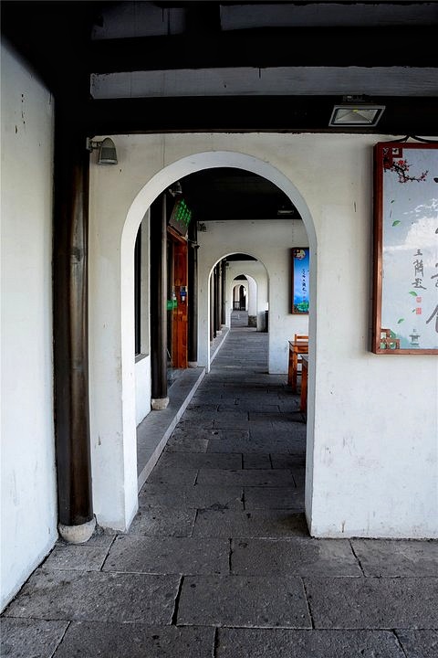 绝好出门无碍雨, 独有塘栖廊檐头.