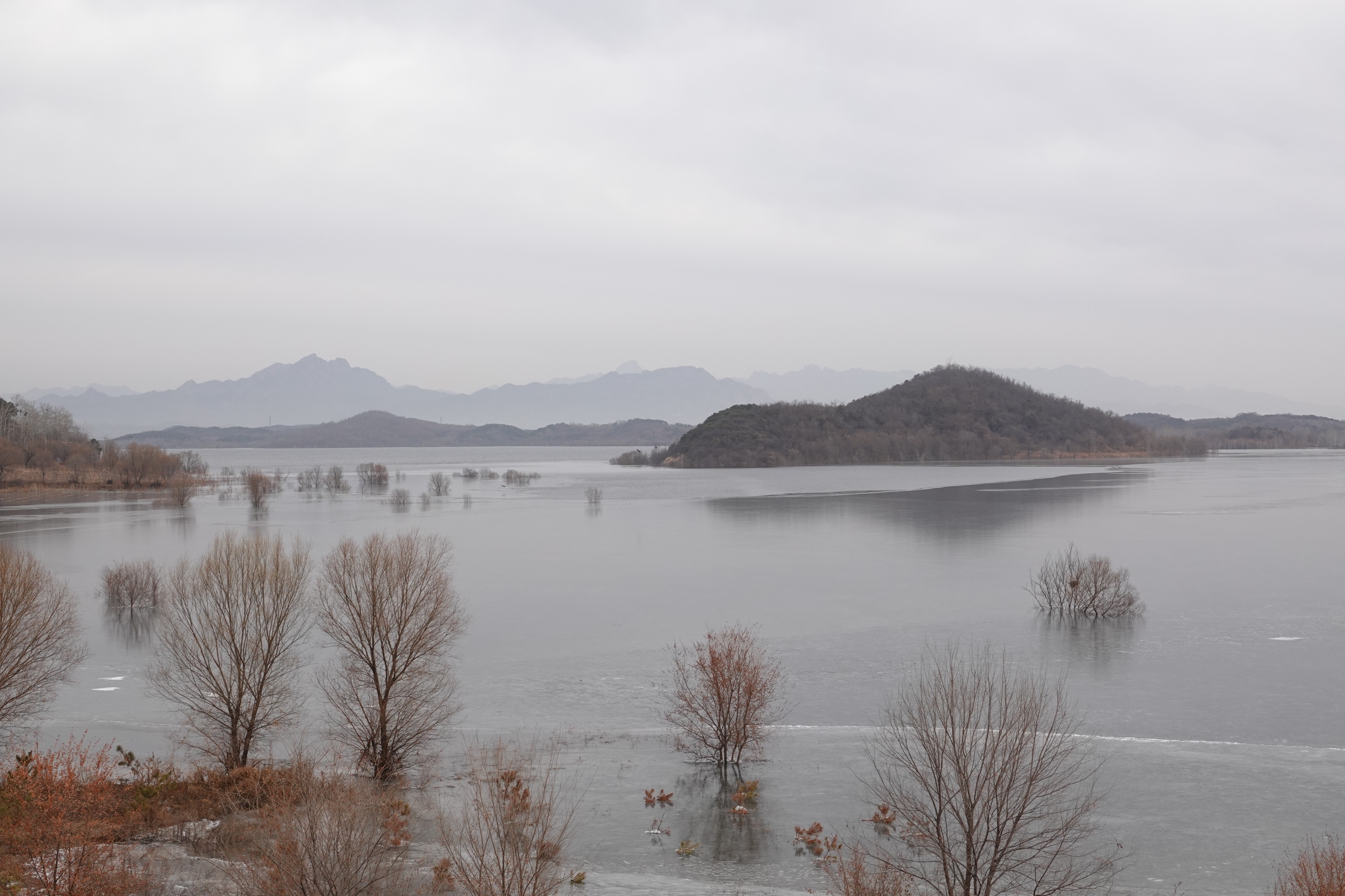 密雲水庫一組水墨景色