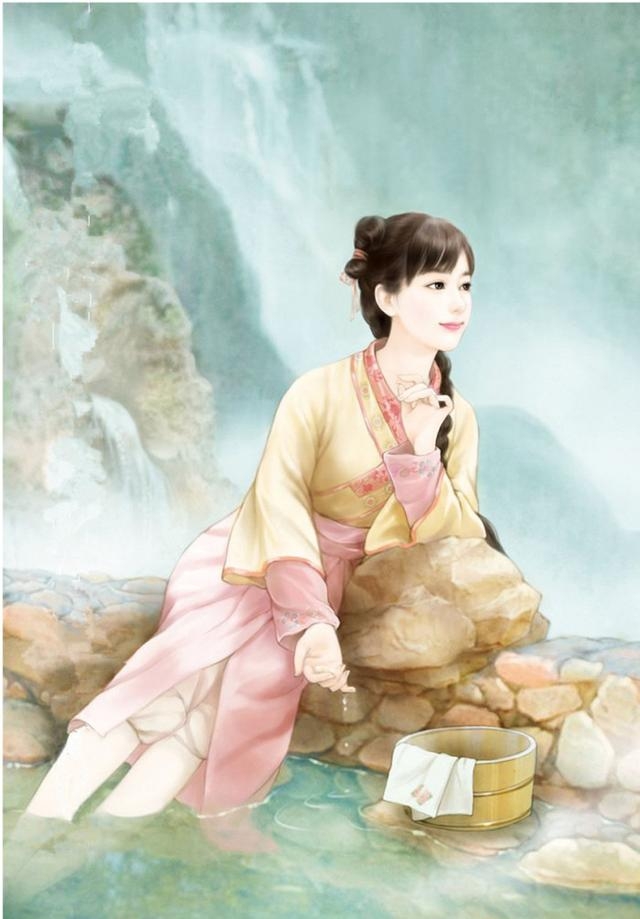 古典手绘美图采菊东篱下悠然见南山