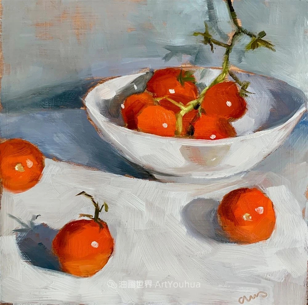 超美的色块简约又极具质感的静物油画