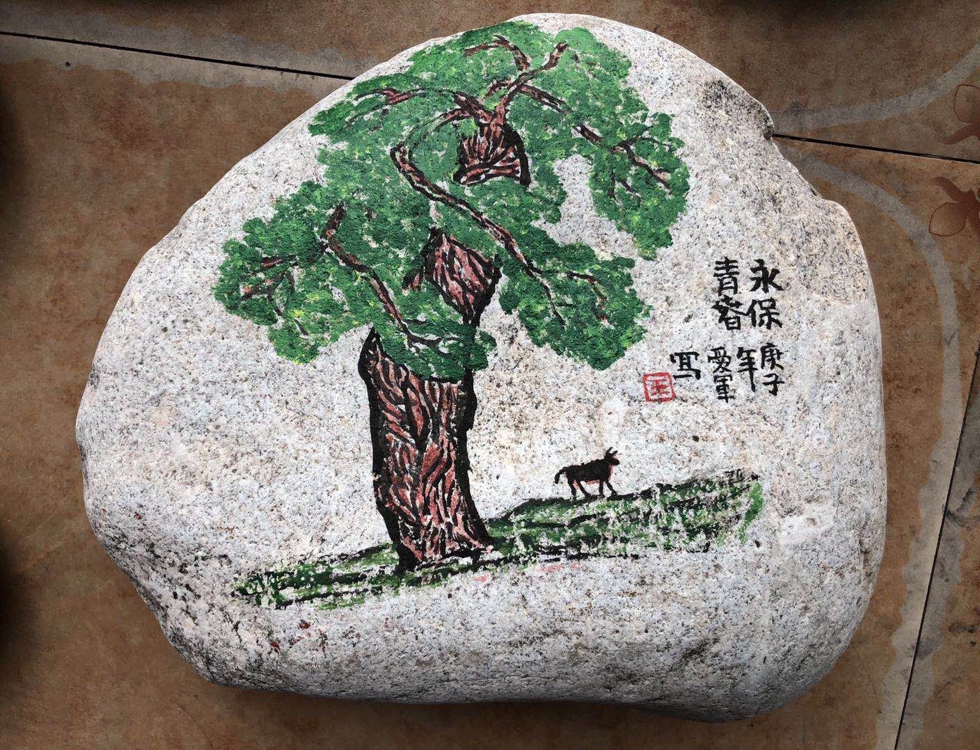 玛河石文化墙石头绘画集锦
