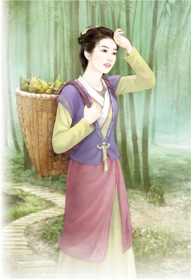 古典手绘美图采菊东篱下悠然见南山