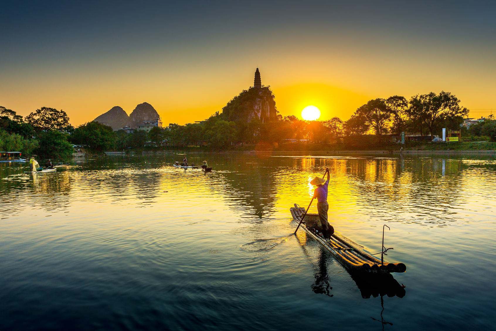 好美的渔舟唱晚,让人心动,最美的景色!