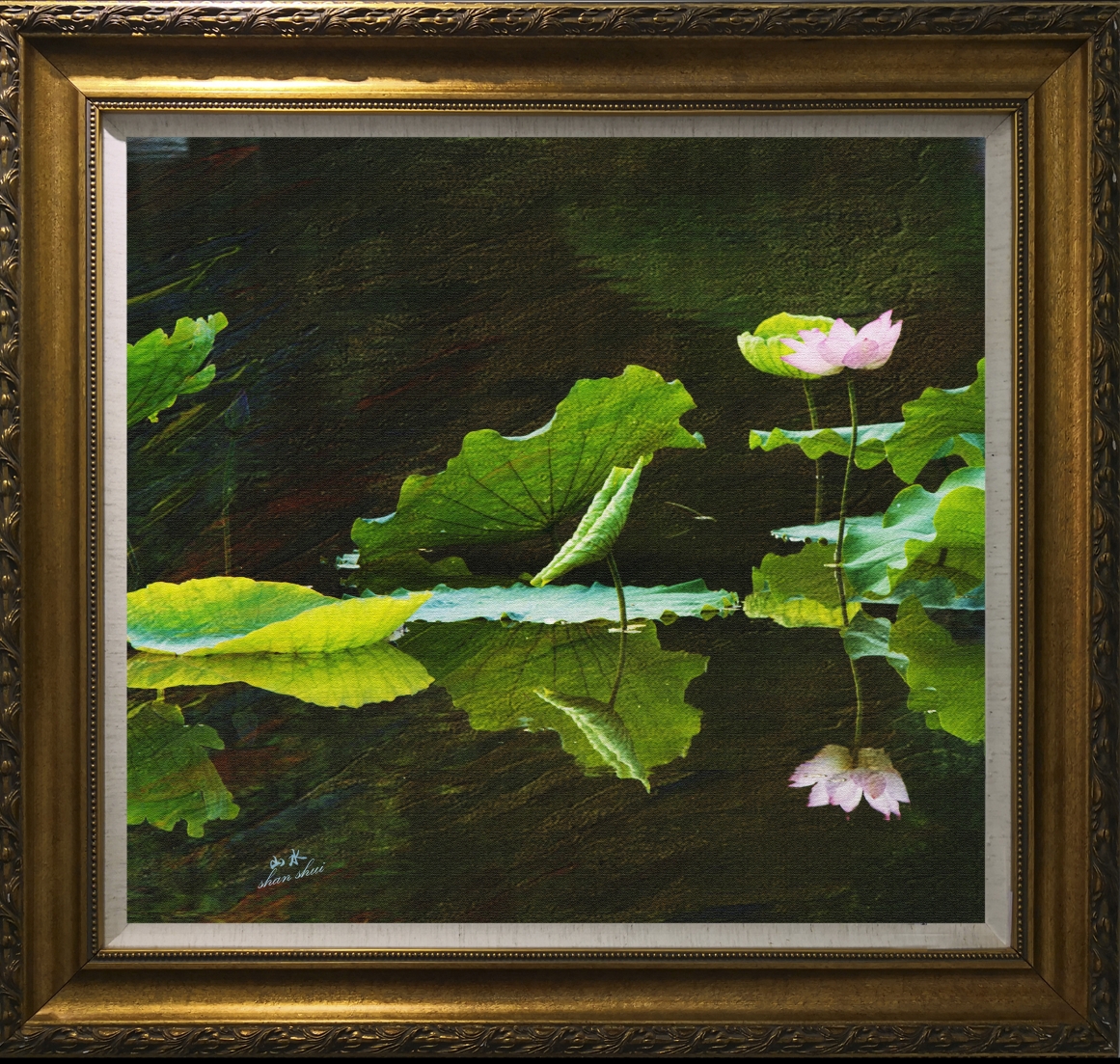 荷花季(1)油画荷花