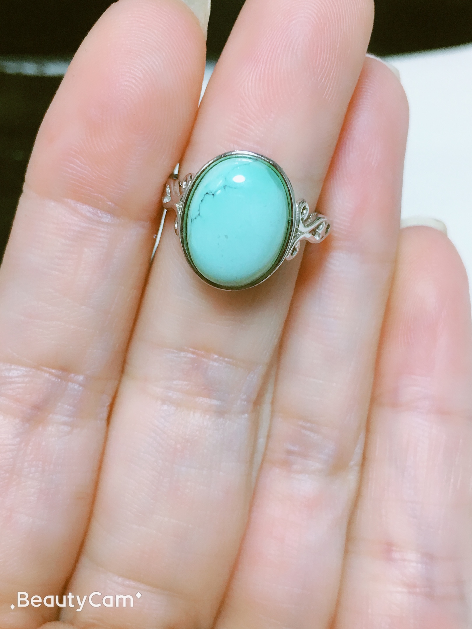 天然原矿绿松石戒指