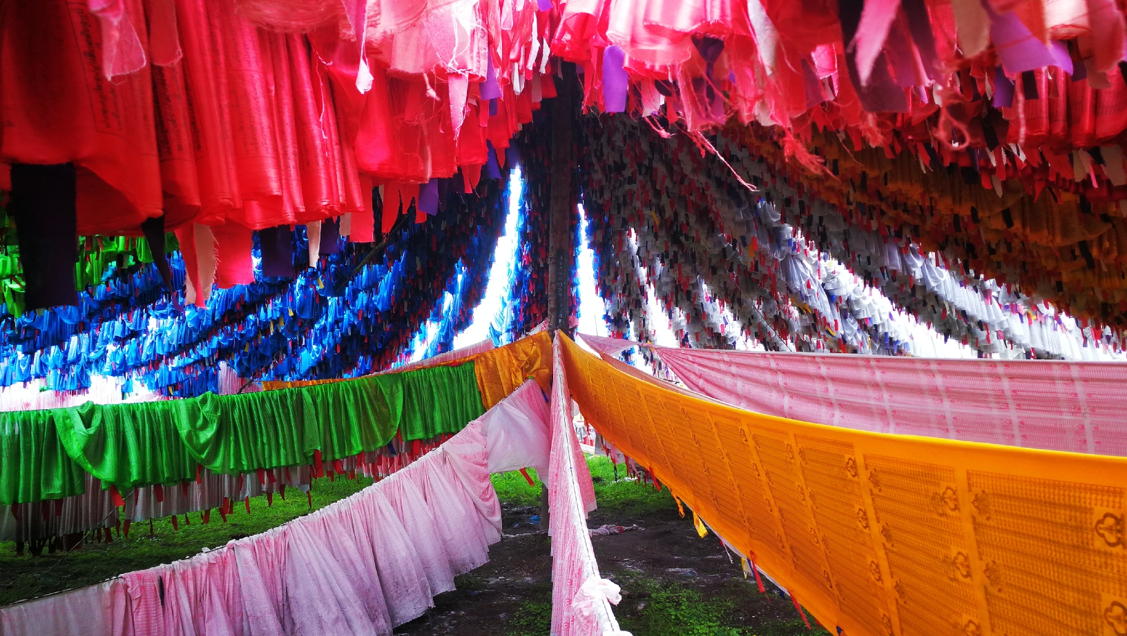 玉白的账房之上向晚时分升腾起袅袅炊烟 越是靠近若尔盖 越是经幡如海