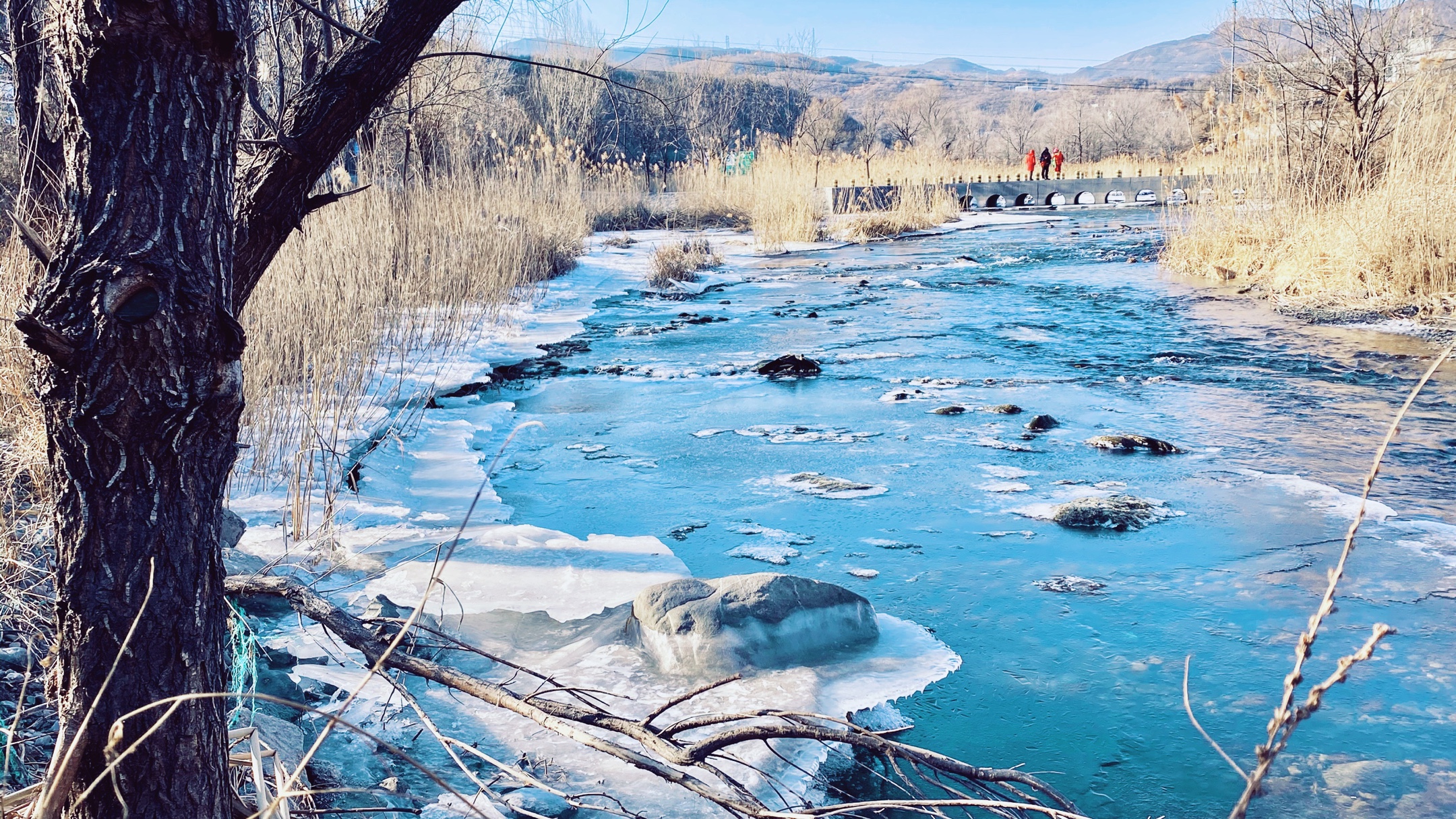 初春河流冰雪融化图片图片