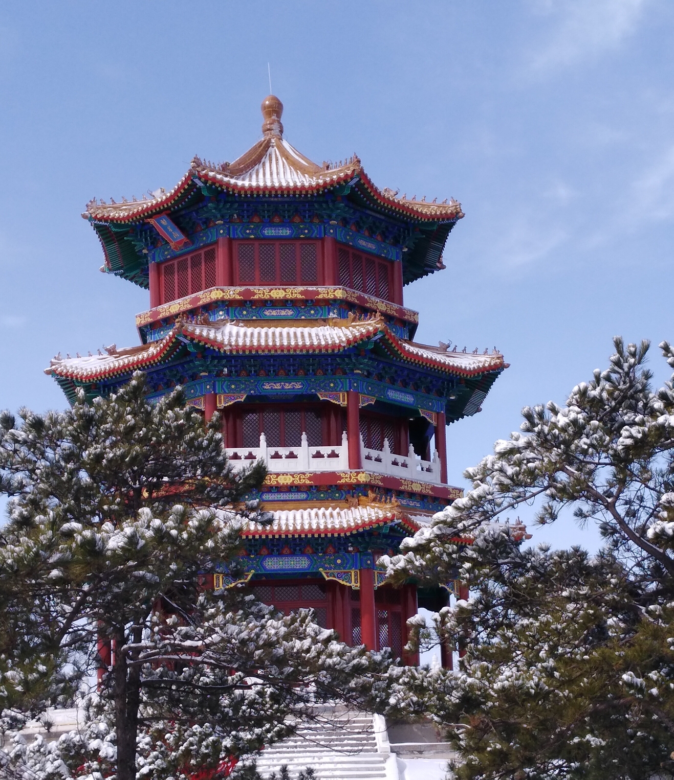 又是一场大雪染白了天地, 银装素裹紫金山更加俊丽.