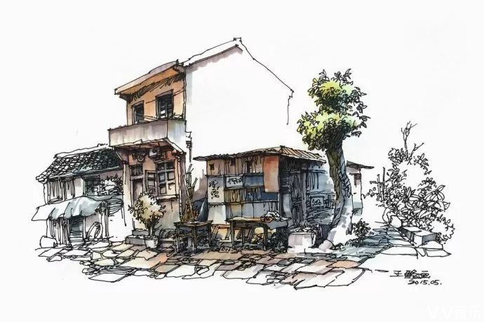 之后完成的几幅大型钢笔淡彩画力作都充分表现了钢笔画画种的隽永韵味